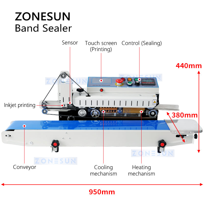 ZONESUN ZS-PM1800 Automatic Bag Sealing Machine with Date Coder