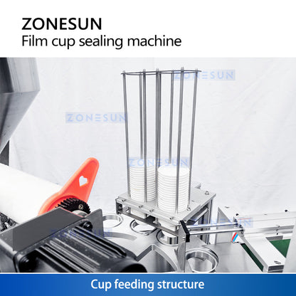 ZONESUN ZS-AFS1800 Film Cup Filling Sealing Machine For Yogurt Jelly Packaging