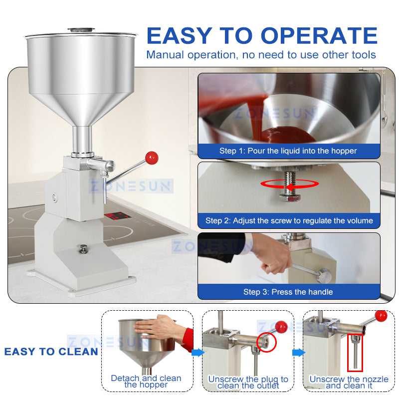 ZONESUN Manual Liquid Paste Filling Machine Shampoo Filler ZS-A03S