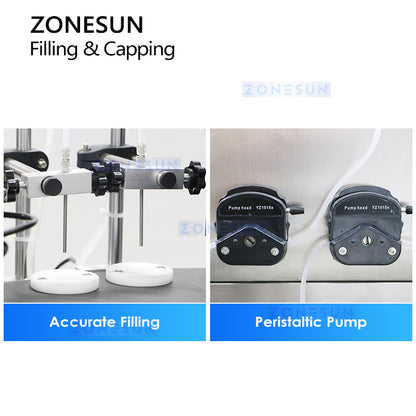 ZONESUN ZS-AFC17 Automatic 2 Nozzles Liquid Peristaltic Pump Filling Capping Machine