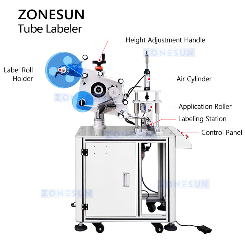 ZONESUN ZS-TB801D Semi Automatic Round Bottle Labeling Machine For Normal Transparent Label