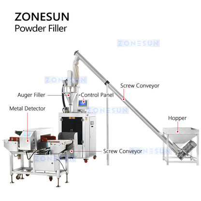 ZONESUN Automatic Powder Packing Machine Auger Filler with Metal Detector ZS-PFSL1