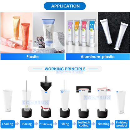 ZONESUN ZS-AFS05 Automatic Ultrasonic Ceramic Pump Paste Tube Filling Sealing Machine