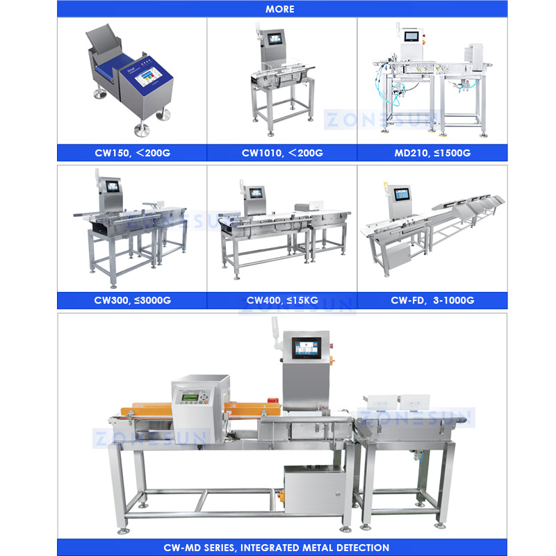 ZONESUN ZS-CWFD Multistage Weight Sorting Machine Inline Production Checkweigher