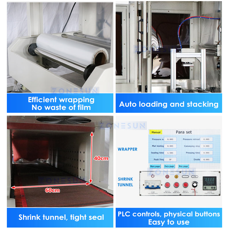 ZONESUN ZS-FAL180Z7 Automatic Liquid Filling Capping Labeling Wrapping Shrinking Production Line