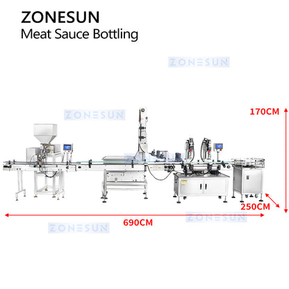 ZONESUN Meat Sauce Bottling Line Thick Paste Filling and Capping Machine ZS-FAL180B5