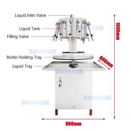 ZONESUN ZS-HXF12 Automatic Rotary Wine Filling Machine Siphon Filler