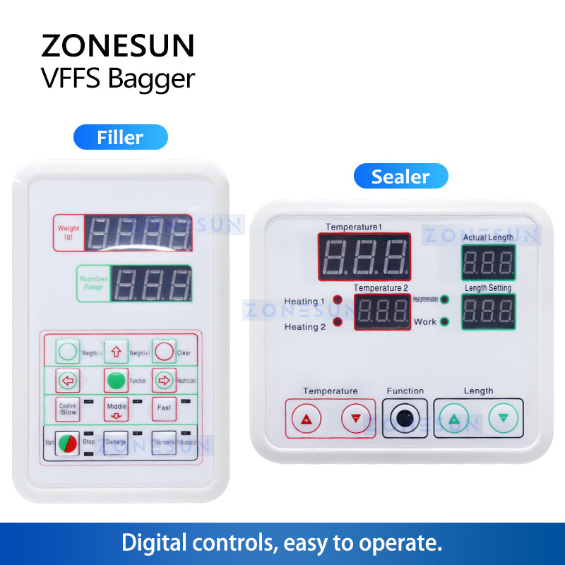 ZONESUN ZS-GZ200 Máquina de llenado de polvo de pesaje y máquina de sellado de tres lados con impresora de fecha