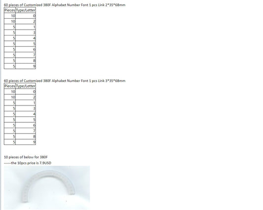 ZONESUN Customized Link For 380F Number and Accessory