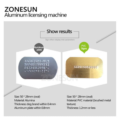 ZONESUN 52 Characters Manual Name Plate Embossing Machine