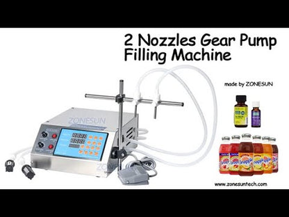 ZONESUN 3-3000ml Semi Automatic 2 Nozzles Gear Pump Liquid Filling Machine