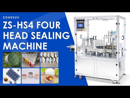 ZONESUN ZS-HS4 Automatic Precut Lid Cup Sealer 4 Head Sealing Machine