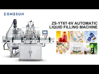 ZONESUN ZS-YT6T-6V Automatic Piston Pump Liquid Filling Machine With MIxing Tank