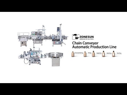 ZONESUN Small Automatic Pneumatic Filling Capping And Flat Labeling Machine With Bottle Unscrambler