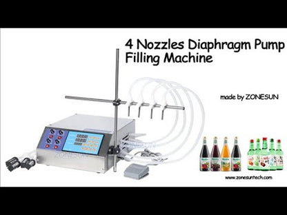 ZONESUN 4 Nozzles Diaphragm Pump Liquid Filling Machine