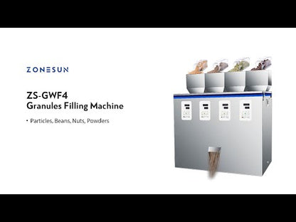 ZONESUN ZS-GWF4 Máquina de pesaje de llenado de gránulos de 4 tolvas 