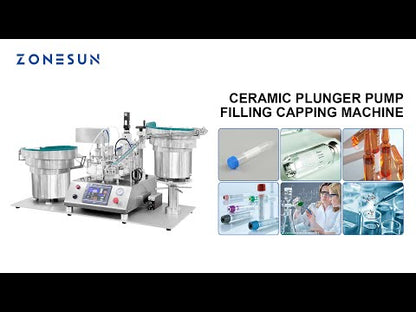 ZONESUN ZS-XBFC25S Automatic Ceramic Pump Liquid Filling Capping Machine with Feeder