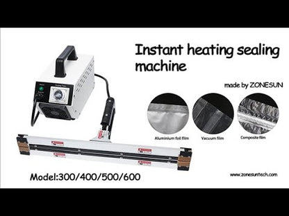 ZONESUN 300/400/500/600mm Instantaneous Hot Pliers Sealing Machine