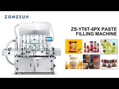 ZONESUN ZS-YT6T-6PX 6 Nozzles Servo Motor Paste Filling Machine With Feeding Pump