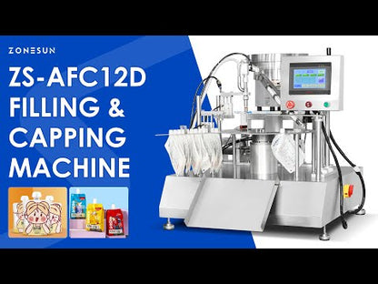 ZONESUN ZS-AFC12D Automatic Spout Pouch Piston Pump Liquid Filling Capping Machine