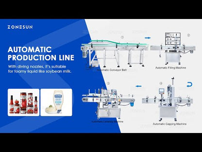 ZONESUN ZS-FAL180X4 4 Diving Nozzles Magnetic Pump Liquid Filling Capping Round Bottle Labeling Machine with Unscrambler