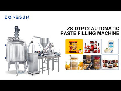 Máquina de llenado de pasta con bomba de pistón neumática automática ZONESUN ZS-DTPT2 con tanque mezclador y bomba de alimentación 