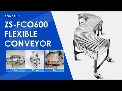 ZONESUN ZS-FCO600 Flexible Expandable Roller Conveyor O Belts