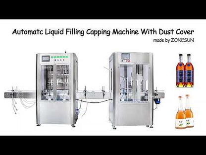 ZONESUN 6 Head Liquid Filling And Cork Pressing Capping Machine With Dust Cover