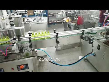 ZONESUN Vertical Type Electric 6 Nozzles Liquid Filling Capping Round Bottle Labeling Machine