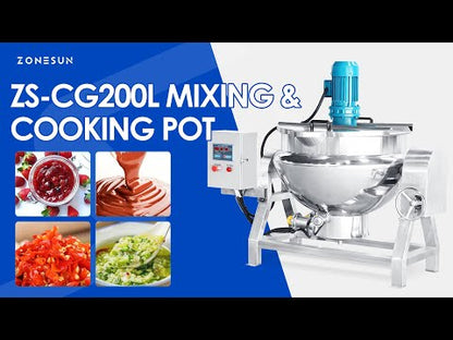 ZONESUN Industrial Cooker with Mixer and Heater Agitator for Meat Food Precooked Meals ZS-CG200L