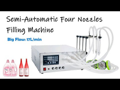 ZONESUN 20-17000ml Semi-Automatic Big Flow 4 Nozzles Liquid Filling Machine