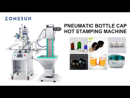 ZONESUN ZS-819R2A Pneumatic Bottle Cap Hot Stamping Machine with Cap Feeder