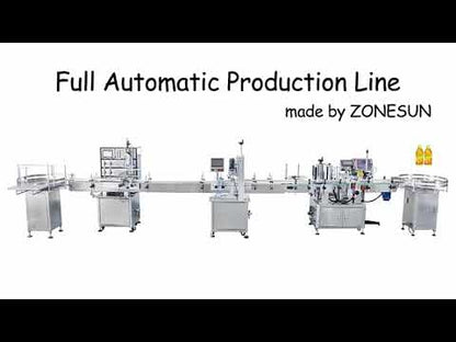 Máquina de etiquetado de botellas redondas y llenado de líquidos ZONESUN de 4 cabezales con máquina de impresión de inyección de tinta