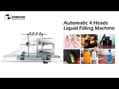 ZONESUN ZS-DTDP4G Automatic 4 Nozzles Diaphragm Pump Liquid Filling Machine With Conveyor