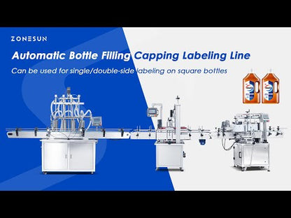 ZONESUN ZS-FAL180X8 4 Heads Piston Pump Liquid Filling Capping Square Bottle Double Sizes Labeling Machine