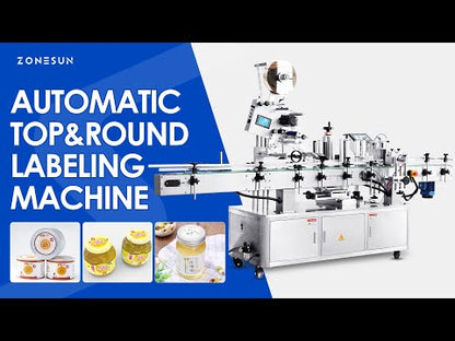 ZONESUN Automatic Labeling Machine Bottle Top and Body Label Applicator ZS-TB822P