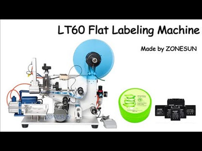 ZONESUN LT-60 Semi Automatic Pneumatic Flat Labeling Machine For Normal Transparent Label