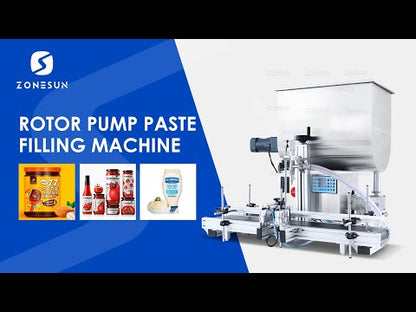 ZONESUN ZS-DTGT900U Automatic Rotor Pump Paste Filling Machine With Mixer Hopper