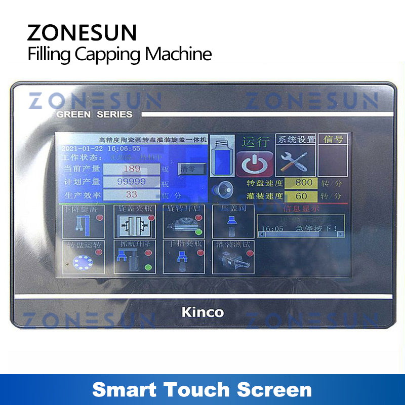 ZONESUN ZS-XBFC25S Máquina automática de tapado de llenado de líquidos con bomba de cerámica con alimentador 