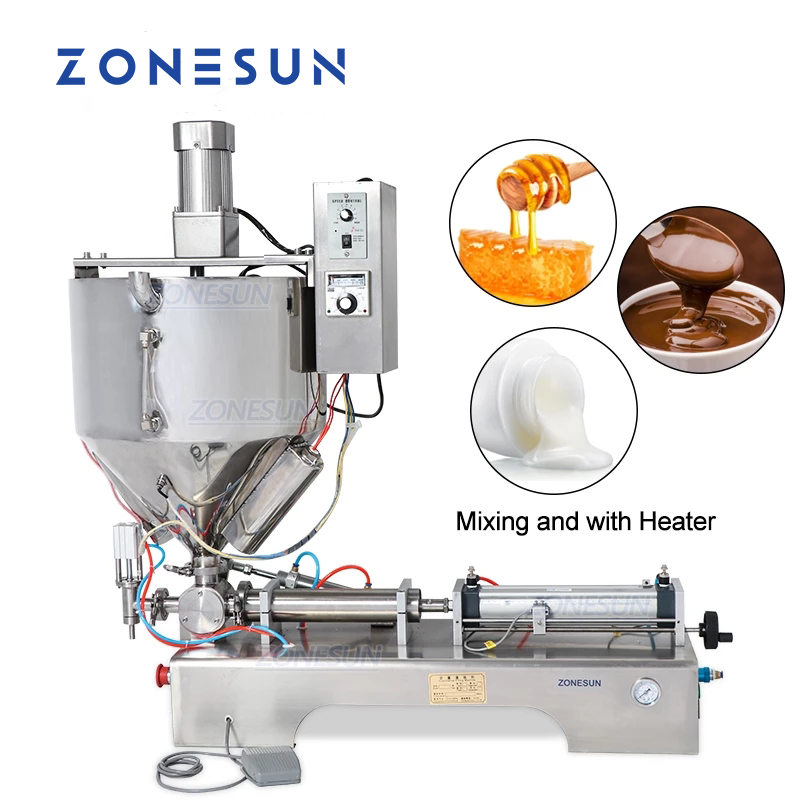 ZONESUN Pneumatic Paste Filling Machine With Mixer And Heater ZS-GTJH1