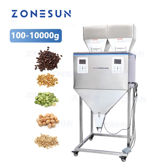 ZONESUN DL-5000D Máquina semiautomática de llenado y pesaje de polvo de 2 cabezales 