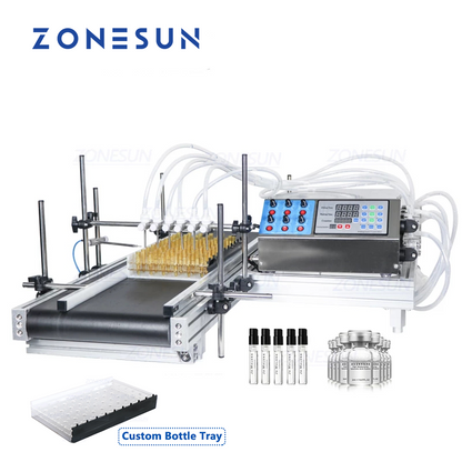 ZONESUN ZS-DTPP6B Desktop 6 Heads Peristaltic Pump Liquid Filling Machine With Conveyor