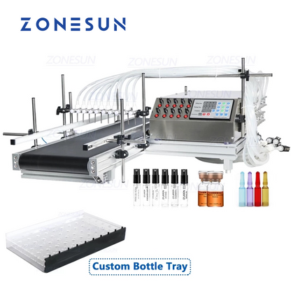 ZONESUN ZS-DTPP10B escritorio 10 cabezas bomba peristáltica máquina de llenado de líquidos con transportador