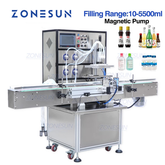 ZONESUN 4 Nozzles Full Automatic Magnetic Pump Liquid Filling Machine