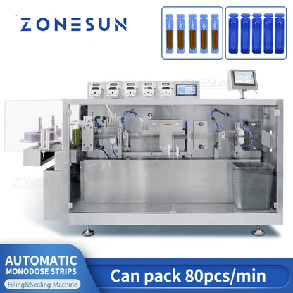 Máquina de llenado y sellado de líquidos con bomba peristáltica de tubo de tiras monodosis ZONESUN ZS-FS120