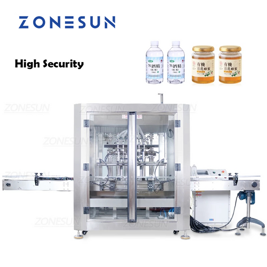 ZONESUN ZS-VTFM1 100-1000ml Máquina automática de llenado de pasta líquida a prueba de explosiones de 6 cabezales