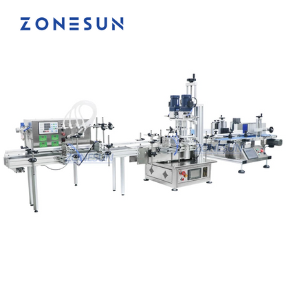 ZONESUN ZS-FAL180 Tabletop 4Nozzles Liquid Filling Capping Labeling Machine With Date Coder