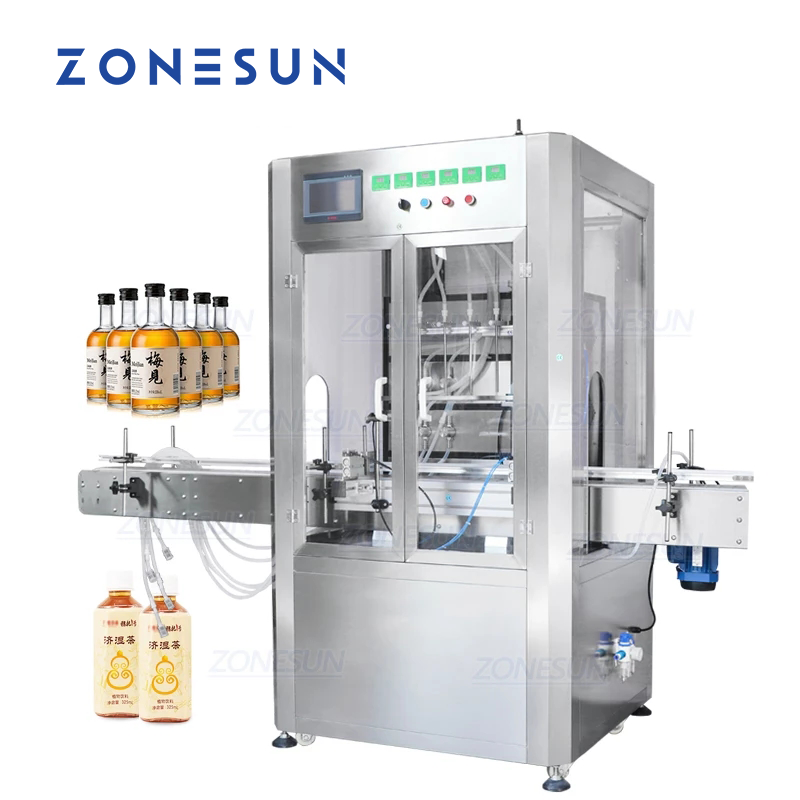 ZONESUN ZS-VTMP80D Máquina de llenado de líquidos con bomba magnética personalizada de 6 cabezales con cubierta antipolvo 