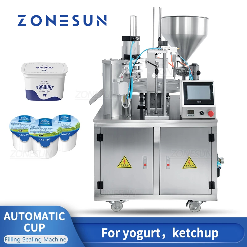 ZONESUN ZS-FS100 Automatic Rotary Paste Filling Cup Sealing Machine