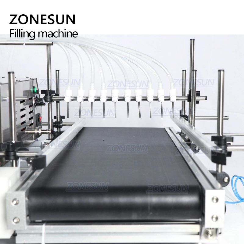 ZONESUN ZS-DTPP10B escritorio 10 cabezas bomba peristáltica máquina de llenado de líquidos con transportador